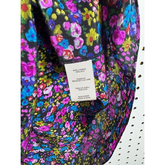 Rebecca Taylor colorful floral ruffle tank top silk blouse size 0 - Picture 7 of 7